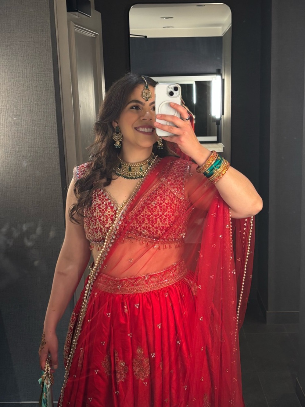 Red Lashkaraa Lehenga (Top, Skirt and Dupatta) - Size Medium (Unaltered)